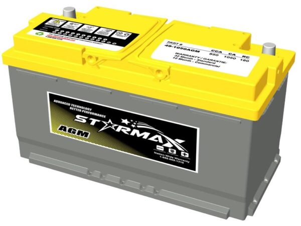 PS 49-1050AGM  Group 49 AGM 1050CA, 850CCA, 180RC Automotive Starting Battery - 12Volts