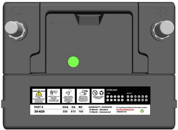 PS 35-625  Group 35 675CA, 550CCA, 100RC Automotive Starting Battery, 12 Volt - Top Terminal - Image 2