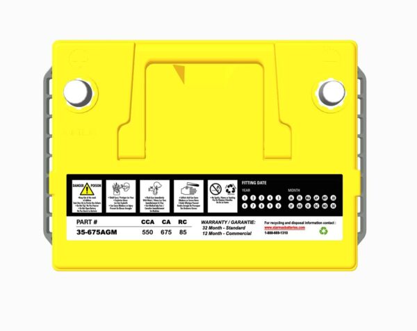 PS 35-625AGM  Group 35 AGM 675CA, 550CCA, 100RC Automotive Starting Battery - 12Volts - Image 3