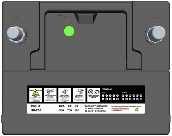 PS 59-735  Group 59 738CA, 590CCA, 110RC Automotive Starting Battery, 12 Volt - Top Terminal - Image 2
