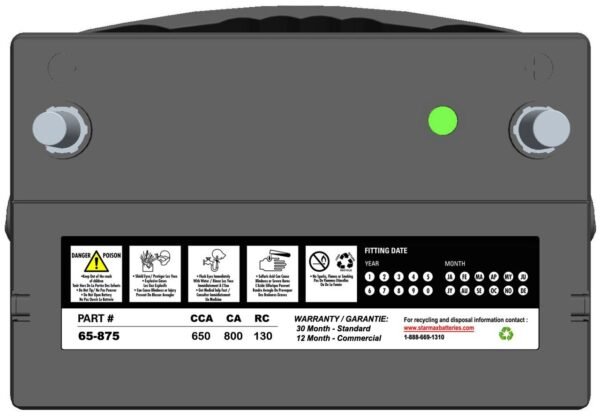 PS 65-875  Group 65 800CA, 650CCA, 130RC Automotive Starting Battery, 12 Volt - Top Terminal - Image 3