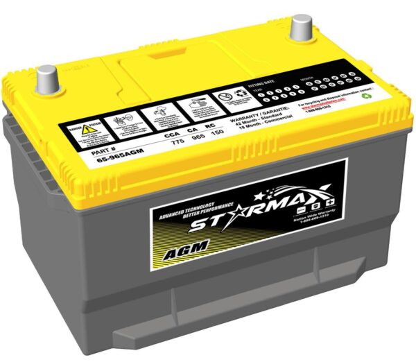 PS 65-1000AGM  Group 65 AGM 965CA, 775CCA, 150RC Automotive Starting Battery - 12Volts