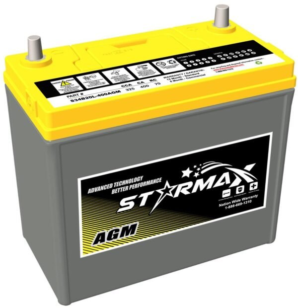 PS PRIUS  - PRIUS AGM (S34B20L) 400CA, 325CCA, 70RC Automotive Starting Battery - 12Volts