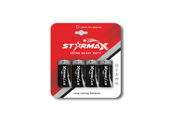 Starmax Extra Heavy Duty, D Size Carbon Zinc Battery (4-Pack)